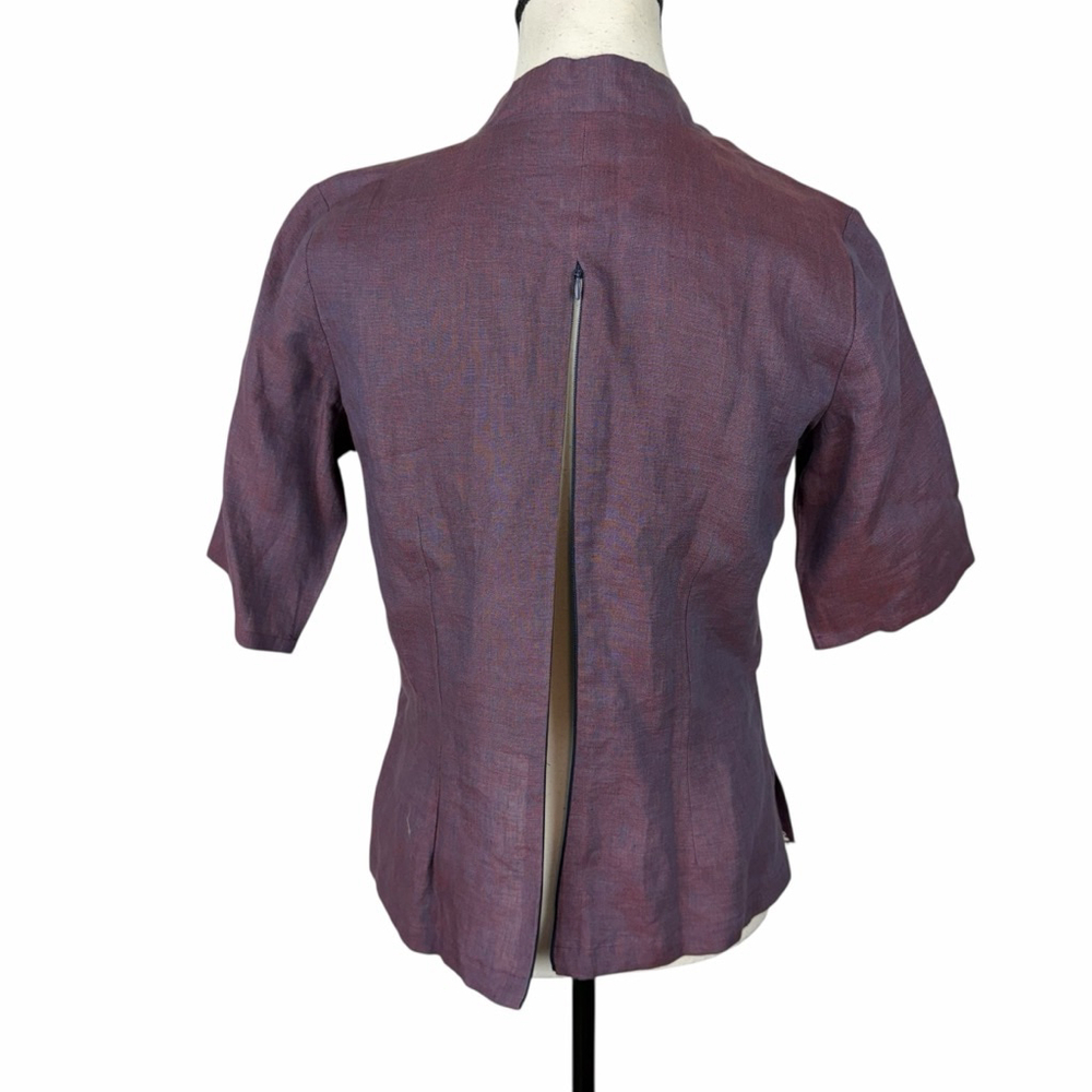 Vintage Inspired Embroidered Linen Blend Blouse Cottagecore Boho Dark Academia M - Picture 6 of 11